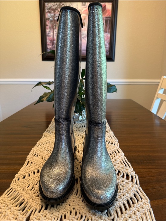 Melissa Shoes - Melissa Silver Glitter Tall Rain Boots